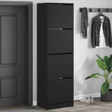 VidaXL Schuhschrank mit 4 klappbaren Schubladen 60x42x204 cm schwarz