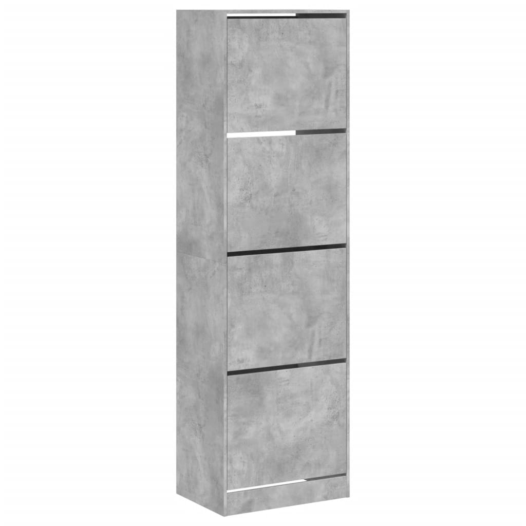 VidaXL Schuhschrank mit 4 Klappschubladen 60x42x204 cm betongrau