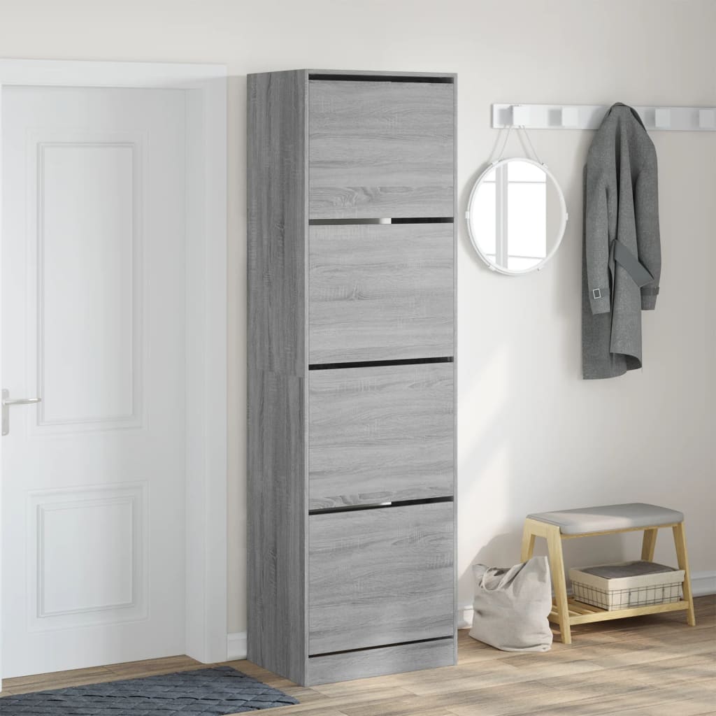 VidaXL Schuhschrank mit 4 Klappschubladen 60x42x204 cm Sonomagrau