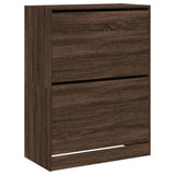 VidaXL Schuhschrank mit 2 Klappschubladen 80x42x108 cm, Farbe Eiche braun