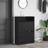 VidaXL Schuhschrank mit 2 Klappschubladen 80x34x116 cm schwarz