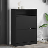 VidaXL Schuhschrank mit 2 Klappschubladen 80x34x116 cm schwarz