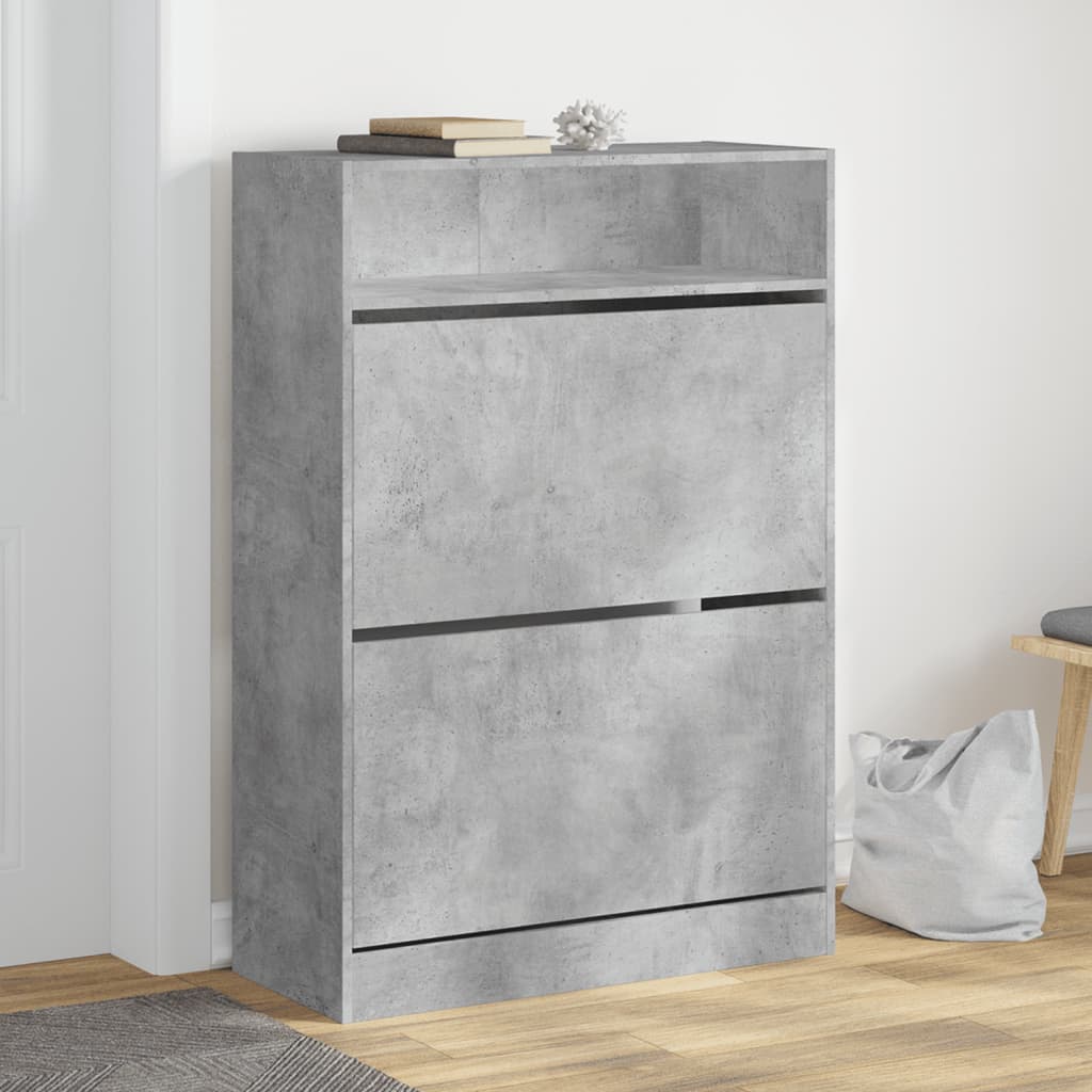 VidaXL Schuhschrank mit 2 Klappschubladen 80x34x116 cm betongrau