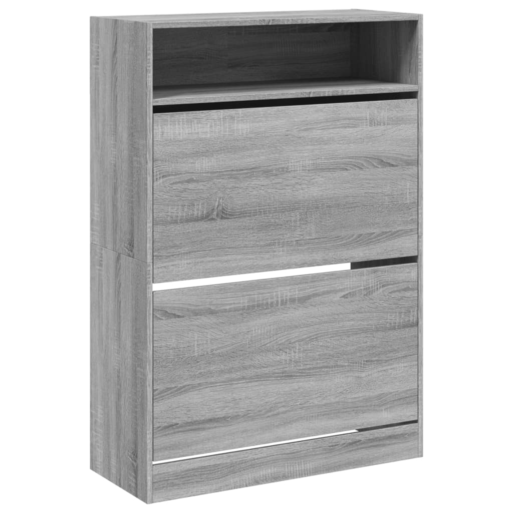 VidaXL Schuhschrank mit 2 klappbaren Schubladen 80x34x116 cm Grau Sonoma