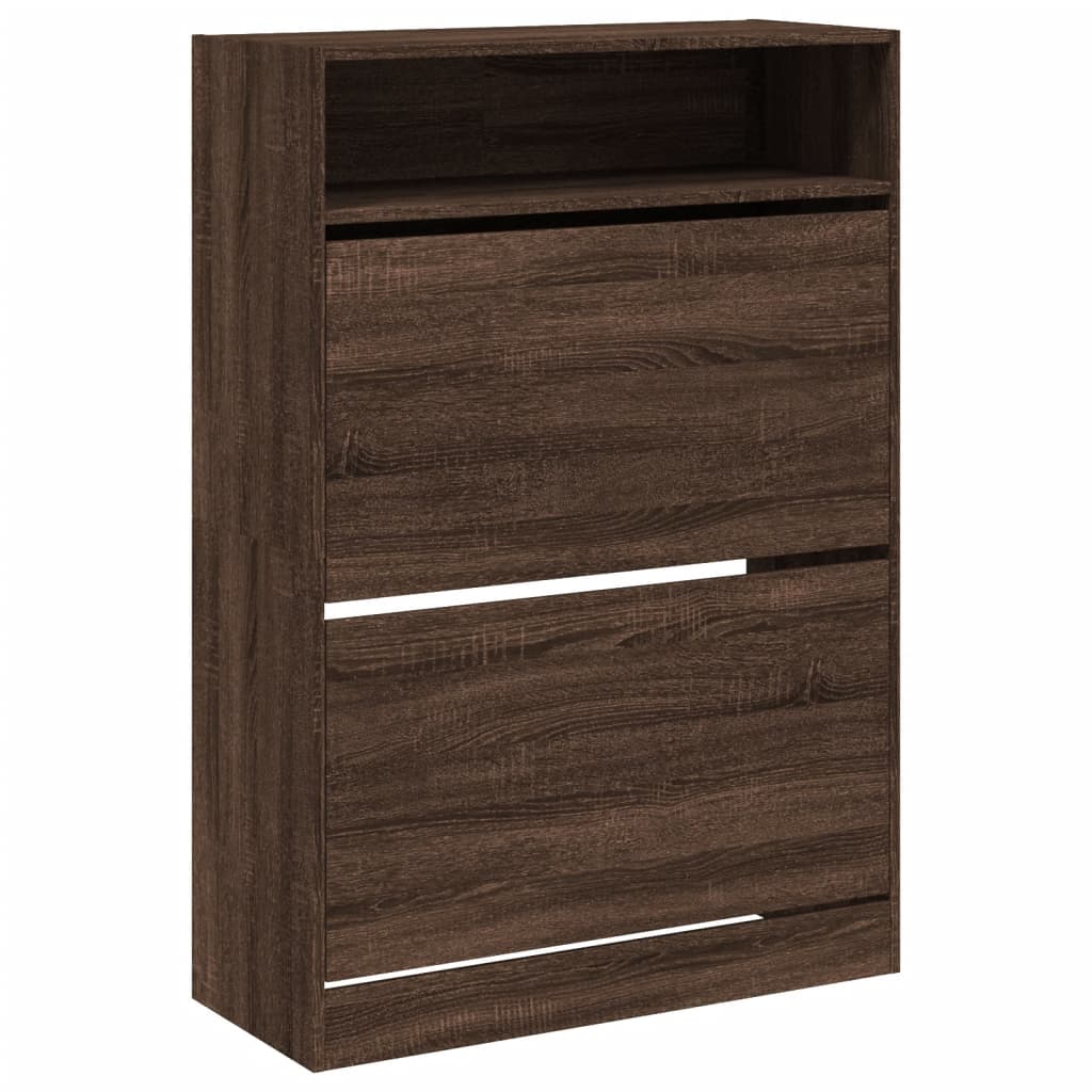 VidaXL Schuhschrank mit 2 Klappschubladen 80x34x116 cm, Farbe Eiche braun