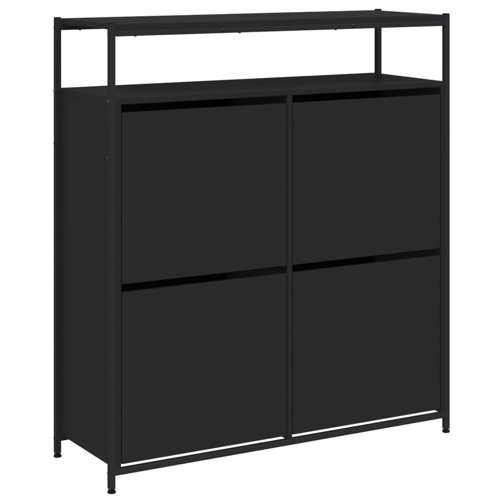 VidaXL Schuhschrank mit 4 klappbaren Schubladen 100x34x112 cm schwarz