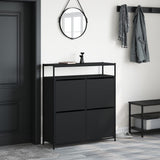 VidaXL Schuhschrank mit 4 klappbaren Schubladen 100x34x112 cm schwarz