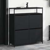 VidaXL Schuhschrank mit 4 klappbaren Schubladen 100x34x112 cm schwarz