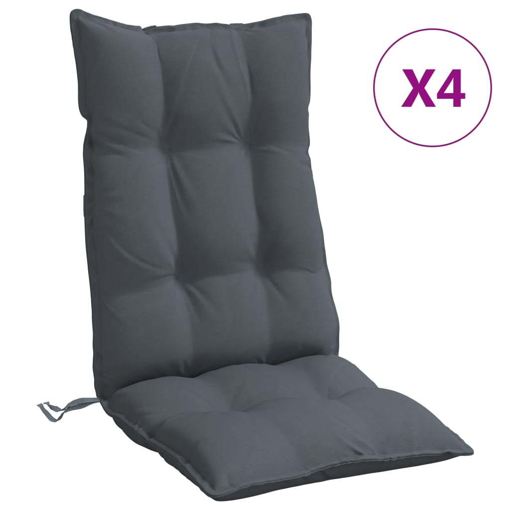 VidaXL Stuhlkissen 4 Stück Oxford-Stoff mit hoher Rückenlehne Anthrazit