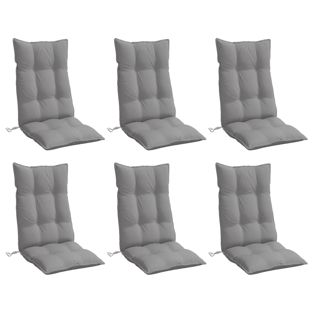 VidaXL Stuhlkissen 6 Stück Oxford-Stoff mit hoher Rückenlehne grau