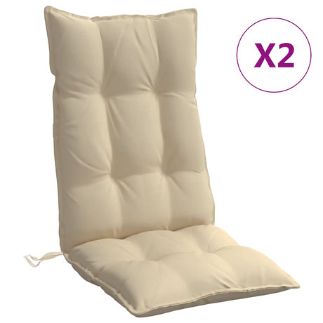 VidaXL Stuhlkissen 2 Stück Oxford-Stoff mit hoher Rückenlehne Beige