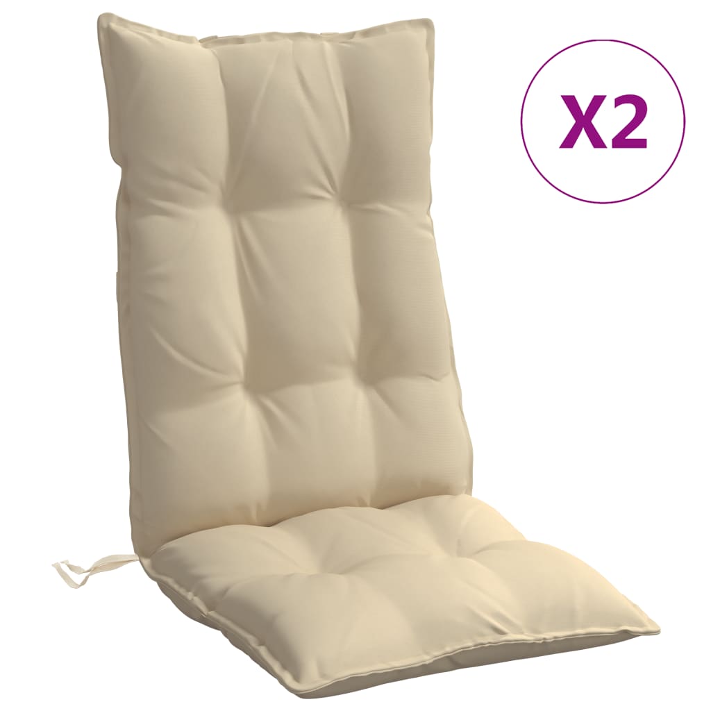 VidaXL Stuhlkissen 2 Stück Oxford-Stoff mit hoher Rückenlehne Beige