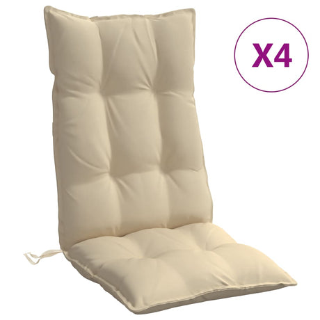 VidaXL Stuhlkissen 4 Stück Oxford-Stoff mit hoher Rückenlehne Beige