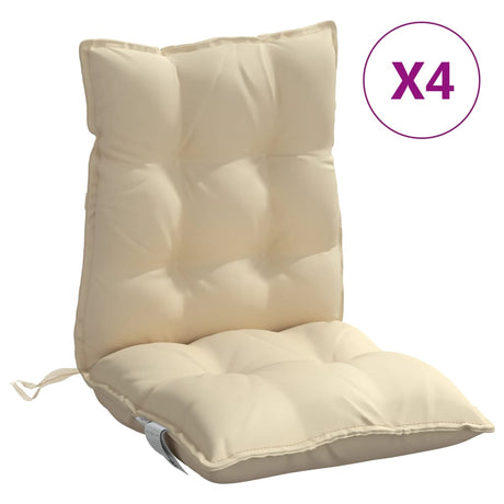 VidaXL Stuhlkissen 4 Stück Oxford-Stoff mit niedriger Rückenlehne, beige