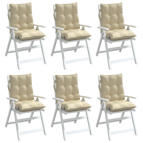 VidaXL Stuhlkissen 6 Stück Oxford-Stoff mit niedriger Rückenlehne, beige