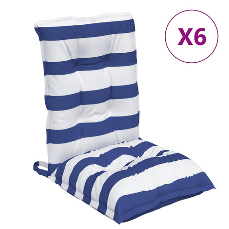 Vidaxl stoelkussens 6 st lage rug gestreept stof oxford wit en blauw