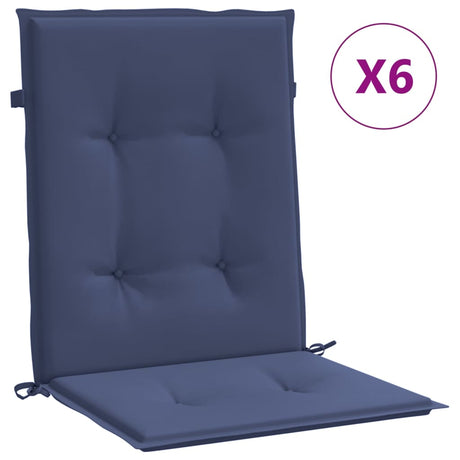VidaXL Stuhlkissen 6 Stück, Stoff mit niedriger Rückenlehne, marineblau