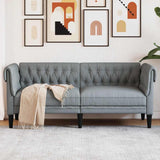Vidaxl tweezitsbank chesterfield-stijl stof lichtgrijs