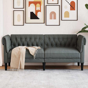 Vidaxl tweezitsbank chesterfield-stijl stof donkergrijs
