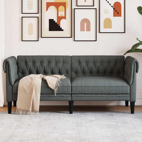 Vidaxl tweezitsbank chesterfield-stijl stof donkergrijs