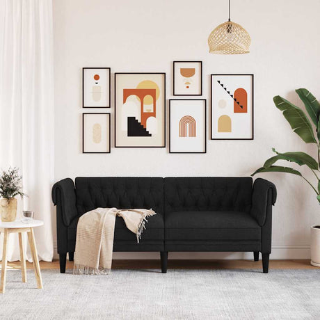 Vidaxl tweezitsbank chesterfield-stijl stof zwart