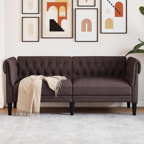 Vidaxl tweezitsbank chesterfield-stijl stof donkerbruin