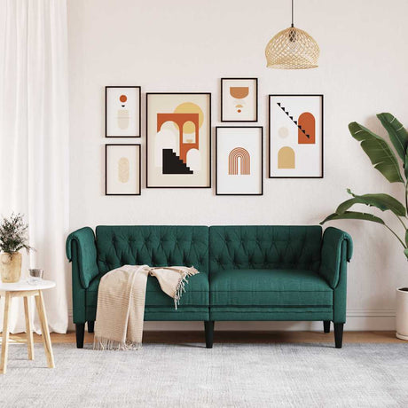 Vidaxl tweezitsbank chesterfield-stijl stof donkergroen