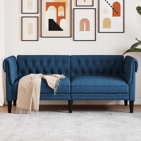 Vidaxl tweezitsbank chesterfield-stijl stof blauw