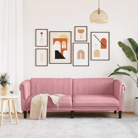 Vidaxl driezitsbank fluweel roze