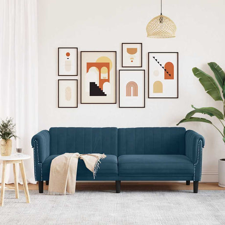 Vidaxl driezitsbank fluweel blauw