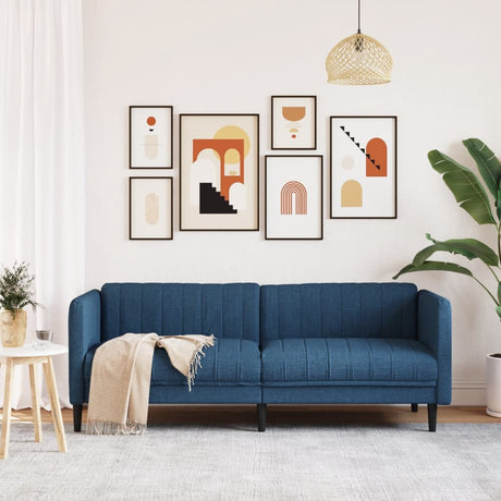 Vidaxl driezitsbank stof blauw
