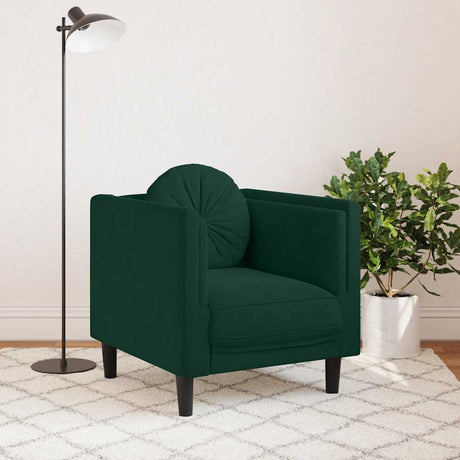 Vidaxl fauteuil met kussen fluweel donkergroen