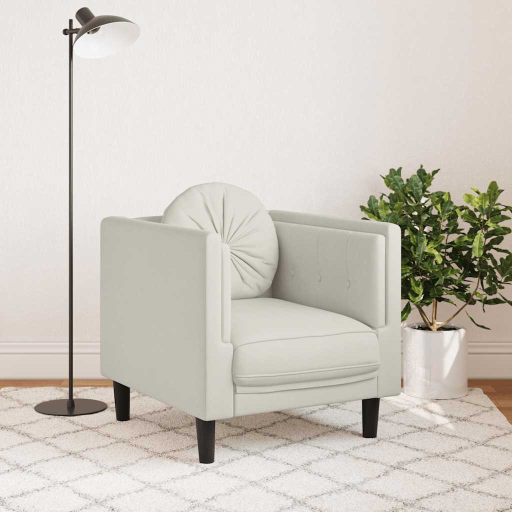 Vidaxl fauteuil met kussen fluweel crèmekleurig