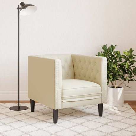 Vidaxl fauteuil chesterfield-stijl kunstleer crèmekleurig