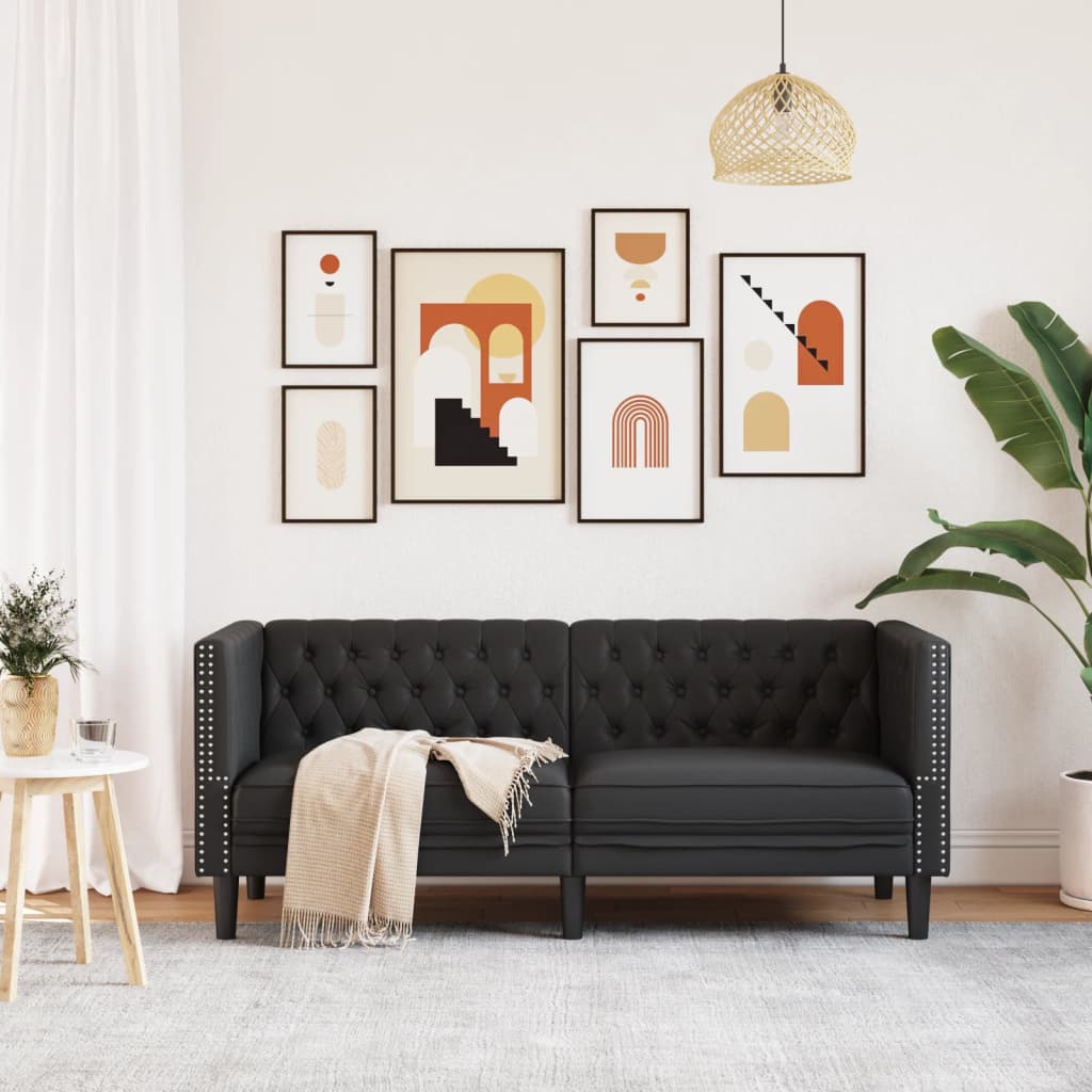 Vidaxl tweezitsbank chesterfield-stijl kunstleer zwart