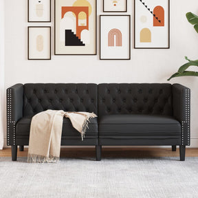 Vidaxl tweezitsbank chesterfield-stijl kunstleer zwart