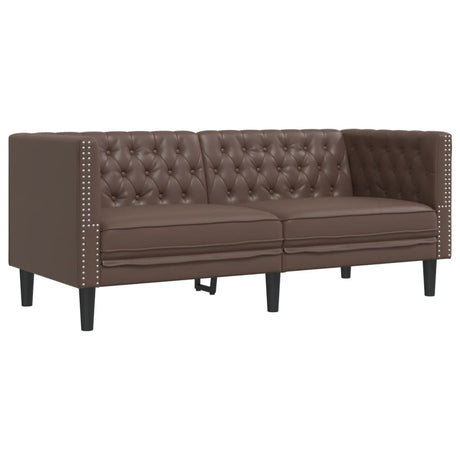 Vidaxl tweezitsbank chesterfield-stijl kunstleer bruin