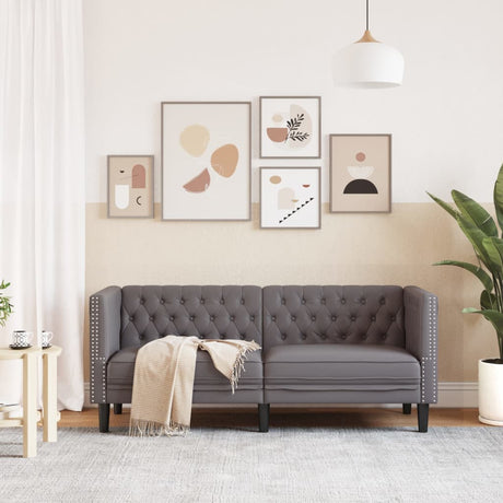 Vidaxl tweezitsbank chesterfield-stijl kunstleer grijs