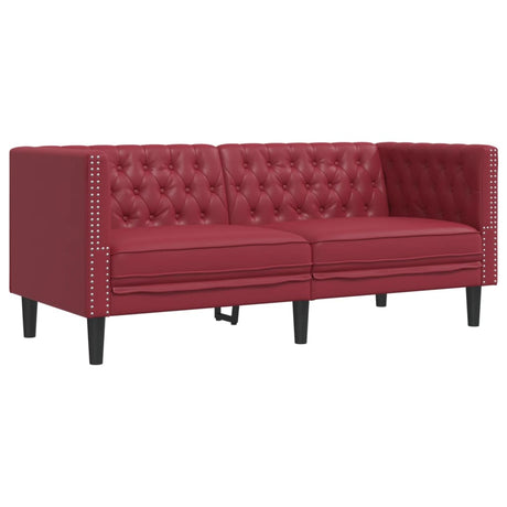 Vidaxl tweezitsbank chesterfield-stijl kunstleer wijnrood