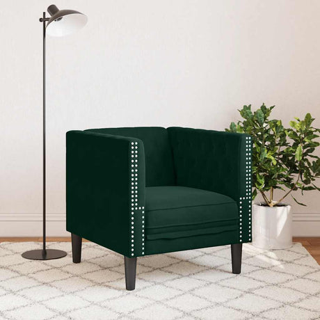 Vidaxl fauteuil chesterfield-stijl fluweel donkergroen