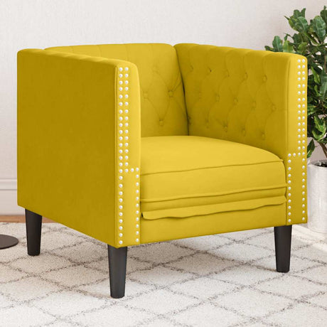 Vidaxl fauteuil chesterfield-stijl fluweel geel