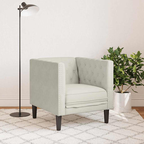 Vidaxl fauteuil chesterfield-stijl fluweel crèmekleurig