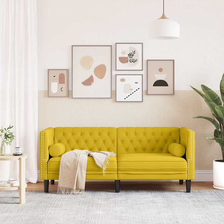 Vidaxl tweezitsbank chesterfield-stijl en bolsters fluweel geel