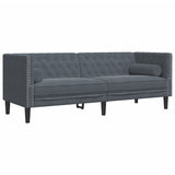 Vidaxl driezitsbank chesterfield-stijl en bolsters fluweel donkergrijs