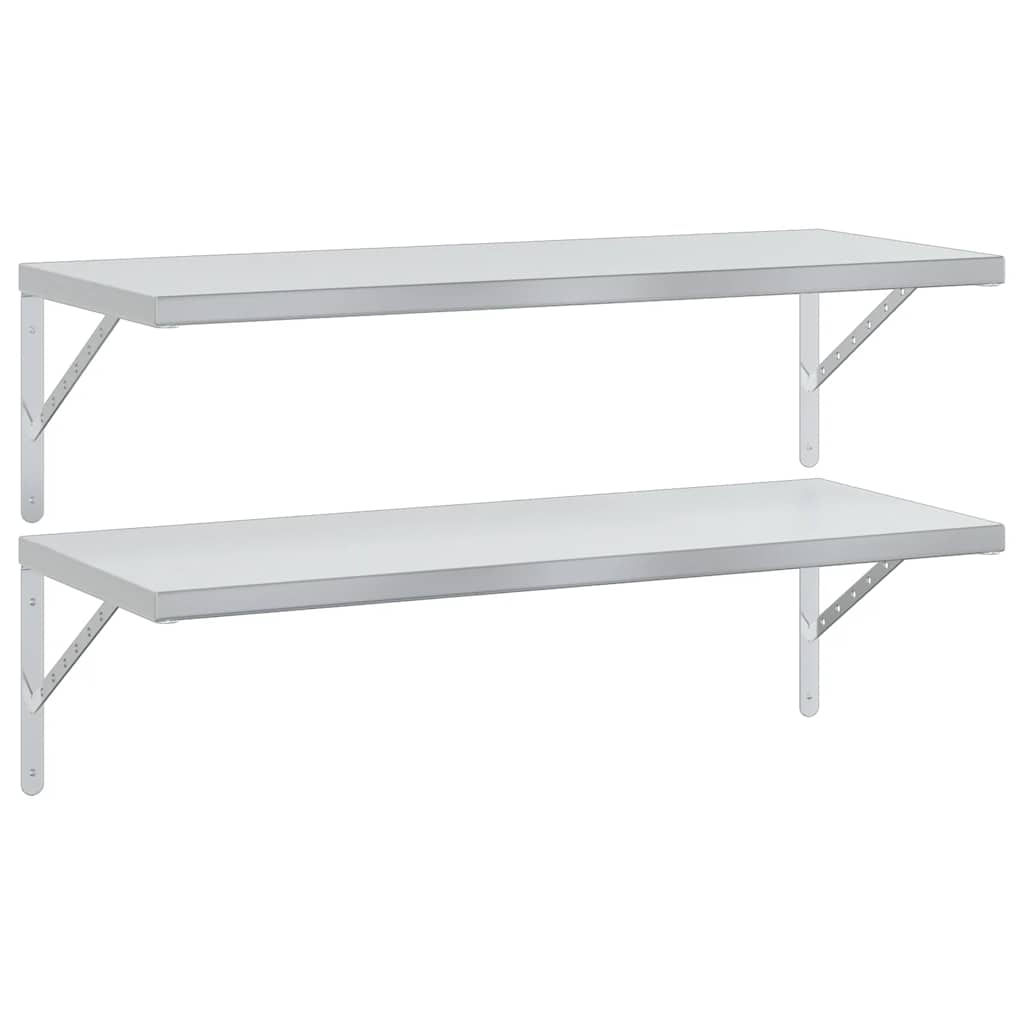 Vidaxl wandschappen 2 st 100x40 cm roestvrijstaal zilverkleurig