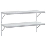 Vidaxl wandschappen 2 st 100x40 cm roestvrijstaal zilverkleurig