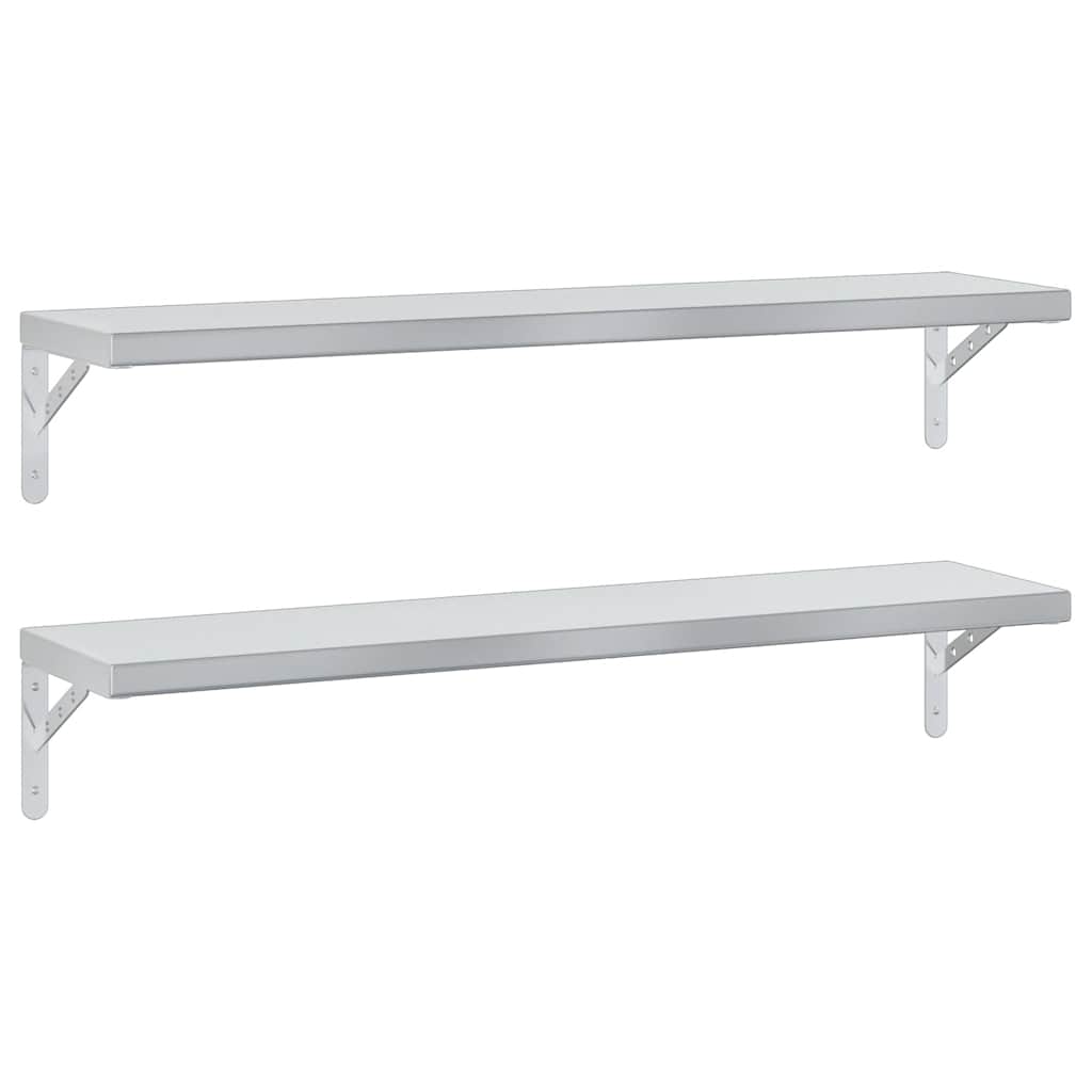 Vidaxl wandschappen 2 st 100x23,5 cm roestvrijstaal zilverkleurig