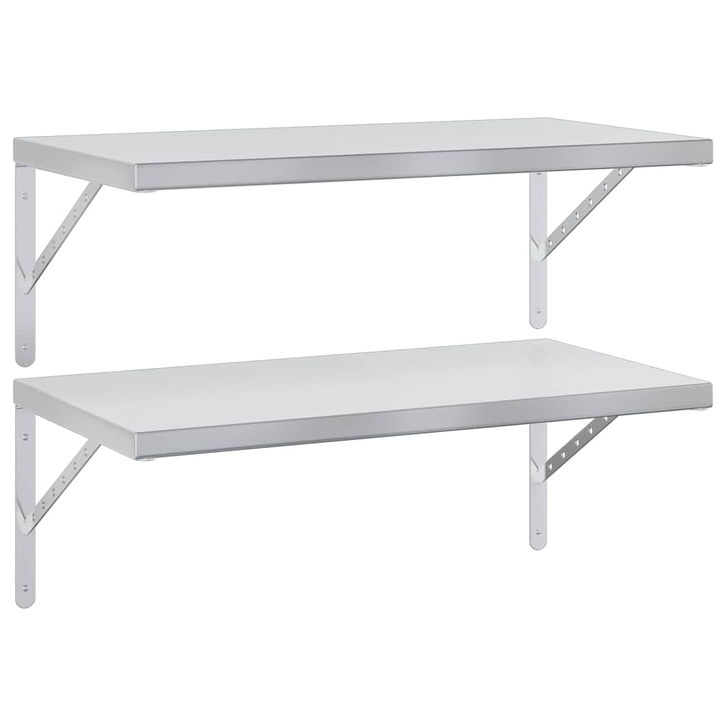 Vidaxl wandschappen 2 st 75x40 cm roestvrijstaal zilverkleurig