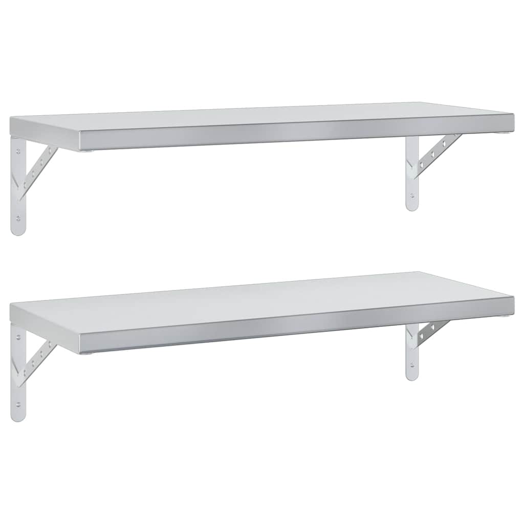 Vidaxl wandschappen 2 st 75x30 cm roestvrijstaal zilverkleurig