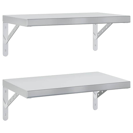 Vidaxl wandschappen 2 st 50x30 cm roestvrijstaal zilverkleurig